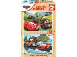 EDUCA Drevené puzzle Autá 2x25 dielikov