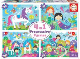 EDUCA Puzzle Kúzelní priatelia 4v1 (20,40,60,80 dielikov)