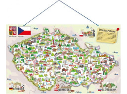 WOODY Magnetická mapa SR s obrázkami a spoločenská hra, 3 v 1