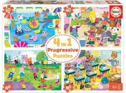 EDUCA Puzzle Deň v škole 4v1 (20,40,60,80 dielikov)