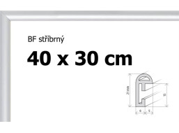 BFHM Plastový rám 40x30cm - strieborný