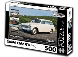 RETRO-AUTA Puzzle č. 80 Škoda 1202 STW sanitné vozidlo (1961) 500 dielikov