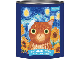 MUDPUPPY Puzzle v plechovke Artsy Cats: Vincat Van Gogh 100 dielikov