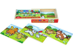 TEDDIES Drevené puzzle Moje prvé zvieratká 4x12 dielikov
