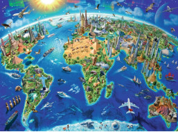RAVENSBURGER Puzzle Mapa svetových pamiatok XXL 300 dielikov