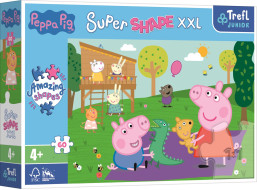 TREFL Puzzle Super Shape XXL Prasiatko Pepina: Hranie s bračekom 60 dielikov