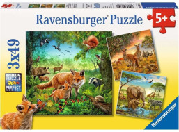 RAVENSBURGER Puzzle Zvieratá 3x49 dielikov