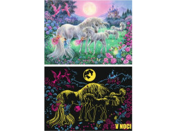 RAVENSBURGER Svietiace puzzle Jednorožce za splnu XXL 100 dielikov