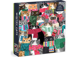 GALISON Štvorcové puzzle Zimné mačky 500 dielikov