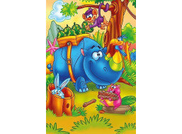 ART PUZZLE Drevené puzzle Pracujúci nosorožec 16 dielikov
