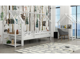 Detská domčeková posteľ z masívu borovice LUCKY HOUSE - 200x90 cm - biela