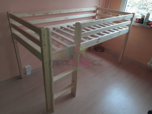 Detská vyvýšená posteľ z masívu borovice BERTÍK 180x80 cm - prírodná