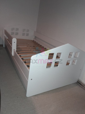 Detská posteľ WINDOWS so zásuvkou - biela 180x80 cm