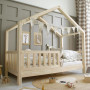 Detská domčeková posteľ z masívu borovice Bedhouse FENCE (so šuplíkom/s prístelkou) - 200x90 cm
