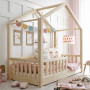 Detská domčeková Montessori posteľ z masívu borovice Bedhouse FENCE - 160x80 cm