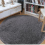Moderný koberec SHAGGY CAMIL okrúhly - tmavo šedý