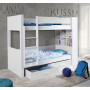 Detská poschodová posteľ z masívu borovice GASPAR so šuplíkmi a regálom - 200x80 cm - biela