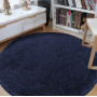 Moderný koberec SHAGGY CAMIL okrúhly - tmavomodrý