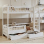 Detská poschodová posteľ so šuplíkmi z masívu borovice COEN - 180x80 cm - biela