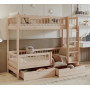 Detská poschodová posteľ so šuplíkmi z masívu borovice COEN - 180x80 cm - prírodná borovica