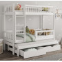 Detská poschodová posteľ z masívu borovice EVAN s prístelkou a šuplíky - 180x80 cm - biela