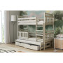 Detská poschodová posteľ z masívu borovice PETR s prístelkou a šuplíky - 200x90 cm