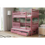 Detská poschodová posteľ z masívu borovice PETR s prístelkou a šuplíky - 200x90 cm
