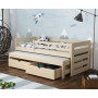Detská posteľ z masívu borovice JOLANA s prístelkou a šuplíky - 200x90 cm