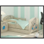 Detská posteľ s výrezom MAČIČKA - modrá 160x80 cm