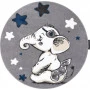 Detský kusový koberec Petit Elephant stars grey kruh