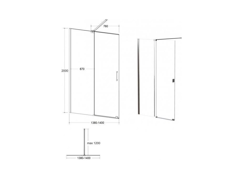 Walk-in sprchová zástena VAYO BLACK
