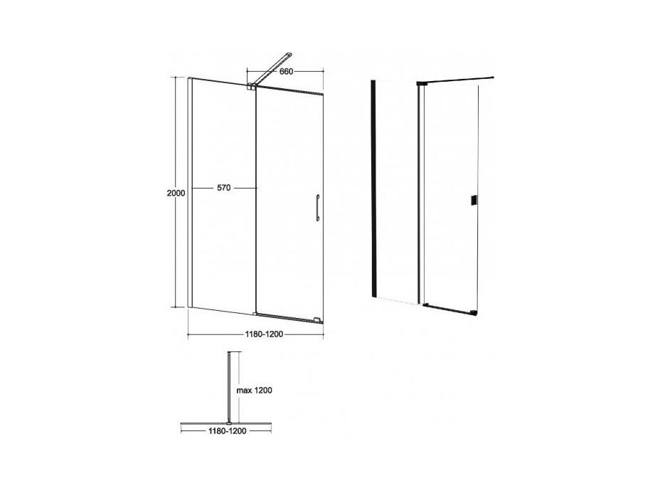 Walk-in sprchová zástena VAYO BLACK