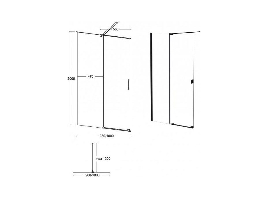 Walk-in sprchová zástena VAYO BLACK