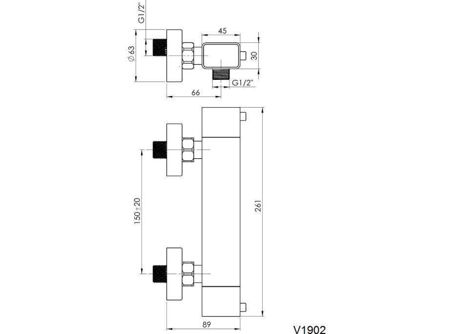 Sprchová termostatická batéria THERMO 12 SQUARE