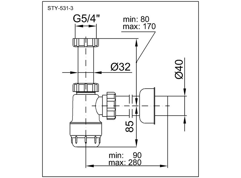 Umývadlový sifón STY-531-3