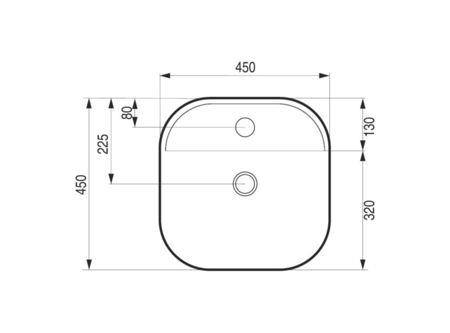 Keramické umývadlo na dosku GRINZA 45×45×11 cm