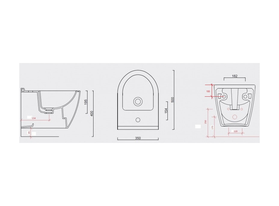 Závesný bidet UNO 50 cm - biely