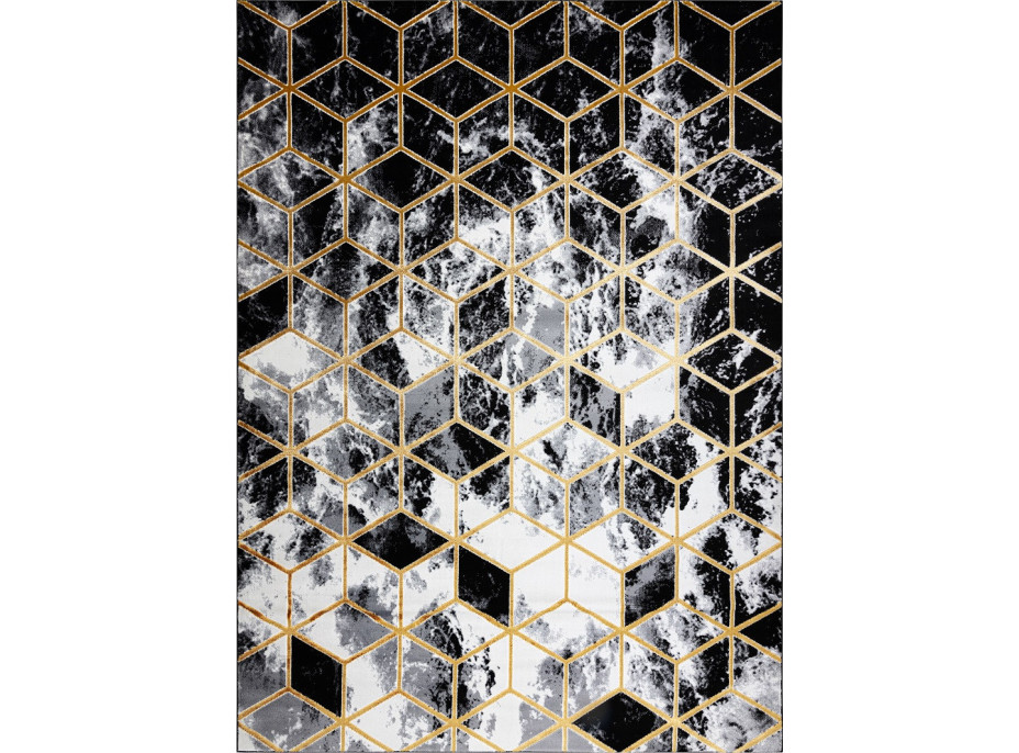 Kusový koberec Gloss 409A 82 3D cubes black/gold/grey