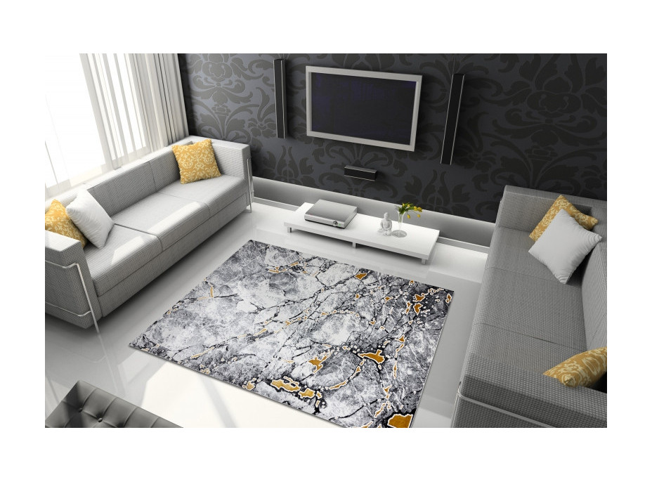Kusový koberec Gloss 528A 58 3D mramor ivory/black