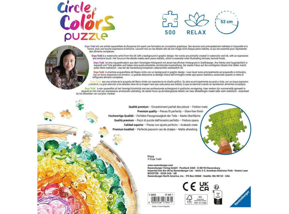 RAVENSBURGER Okrúhle puzzle Kruh farieb: Pizza 500 dielikov