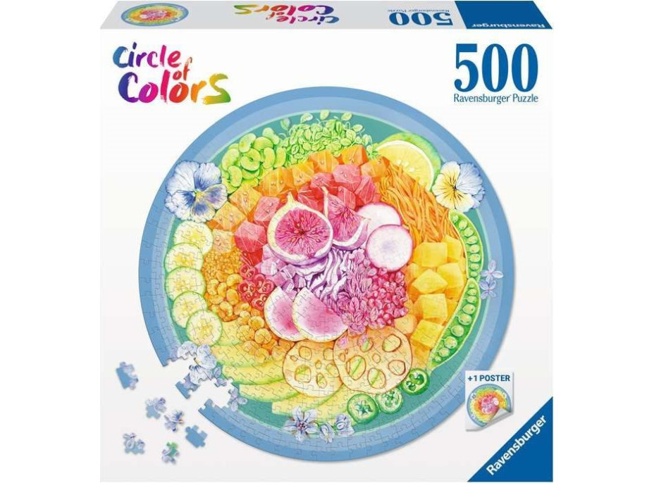 RAVENSBURGER Okrúhle puzzle Kruh farieb: Poke Bowl 500 dielikov