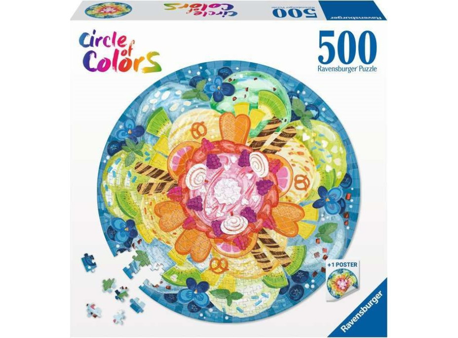 RAVENSBURGER Okrúhle puzzle Kruh farieb: Zmrzlina 500 dielikov