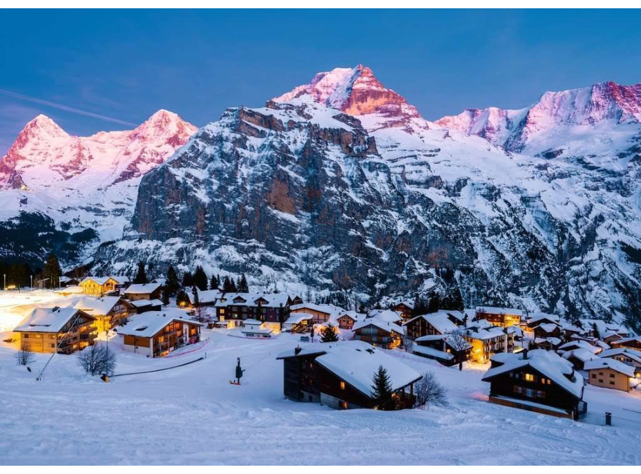RAVENSBURGER Puzzle Dych vyrážajúce hory: Bernská vysočina, Murren vo Švajčiarsku 1000 dielikov