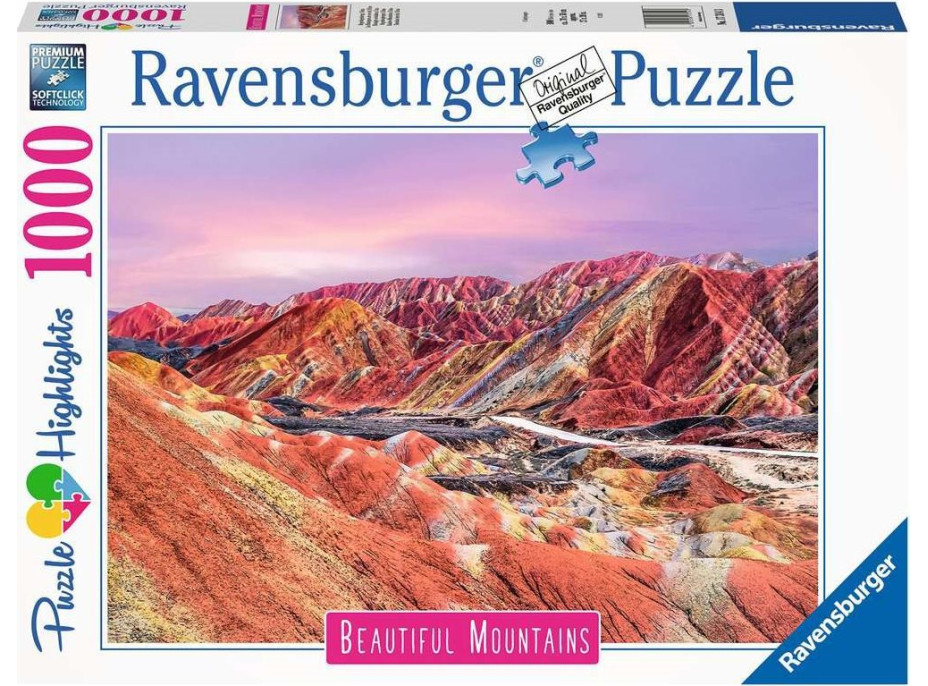 RAVENSBURGER Puzzle Dych vyrážajúce hory: Dúhové hory, Čína 1000 dielikov