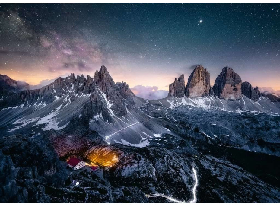 RAVENSBURGER Puzzle Dych vyrážajúce hory: Tre Cime, Dolomity, Taliansko 1000 dielikov