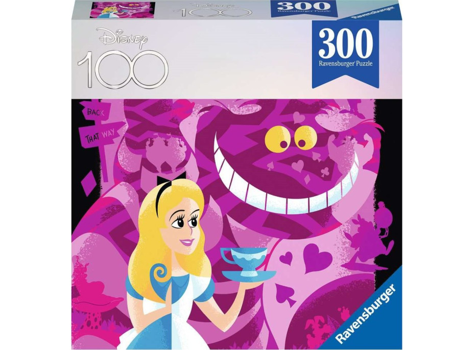 RAVENSBURGER Puzzle Disney 100 rokov: Alenka v ríši divov 300 dielikov