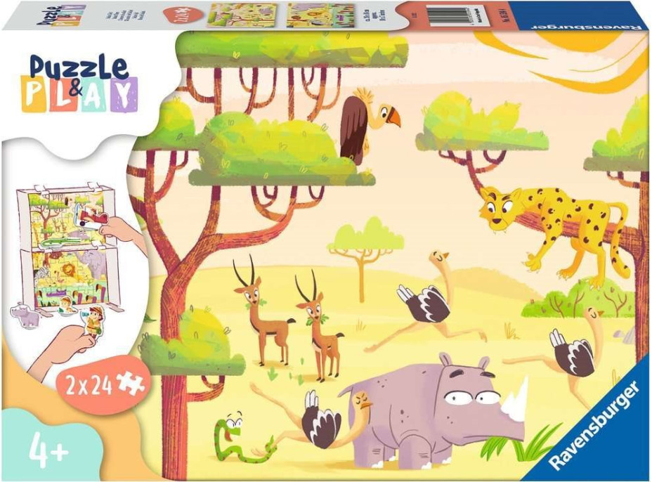 RAVENSBURGER Puzzle&Play: Safari 2x24 dielikov