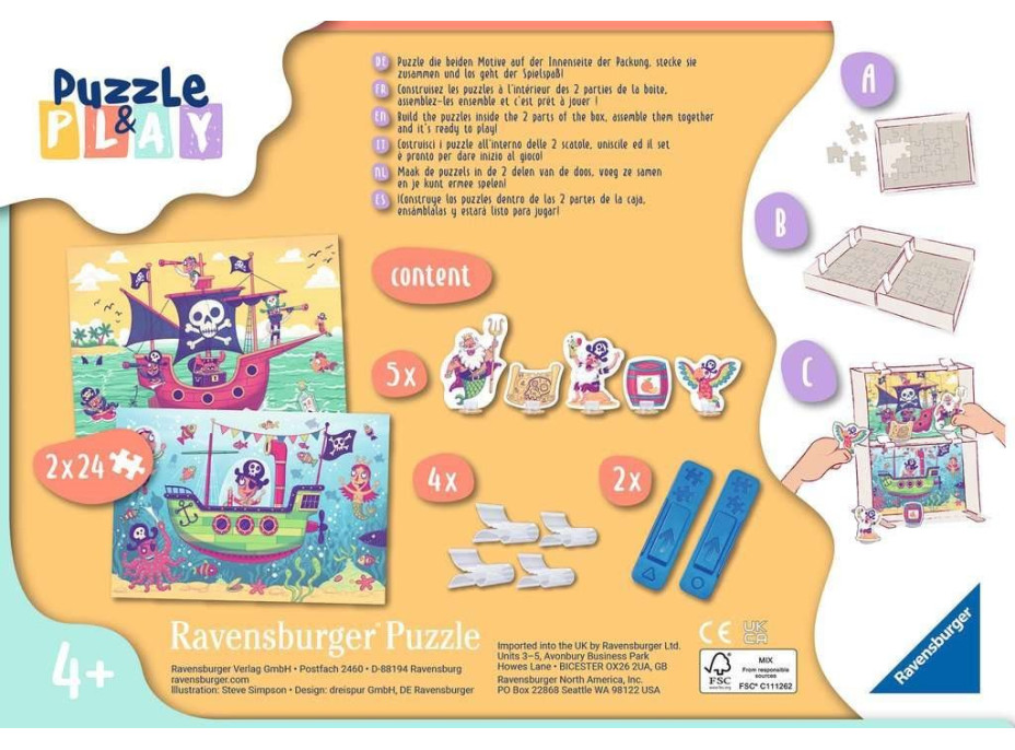RAVENSBURGER Puzzle&Play: Krajina na obzore 2x24 dielikov