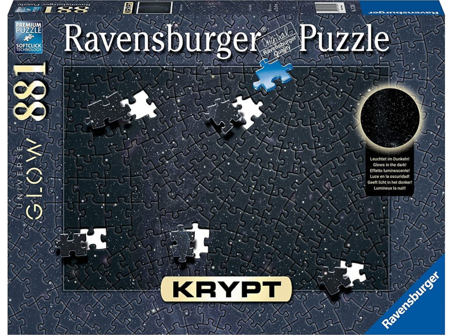 RAVENSBURGER Svietiace puzzle Krypt Vesmírna žiara 881 dielikov