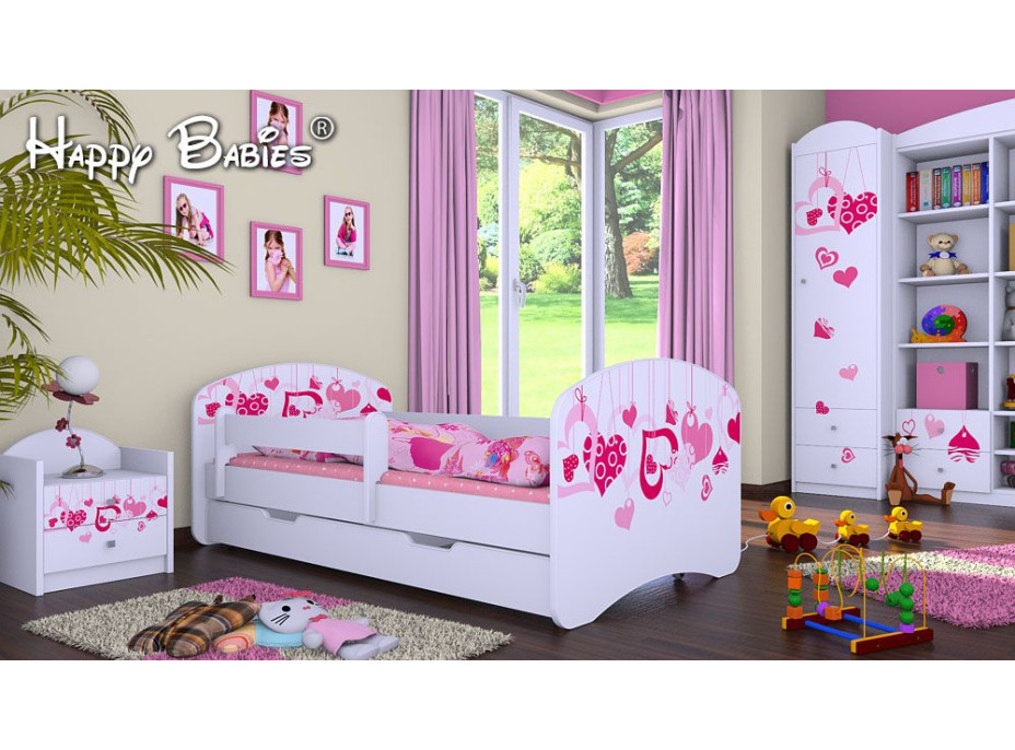 Detská posteľ so zásuvkou 180x90cm FALL IN LOVE - biela